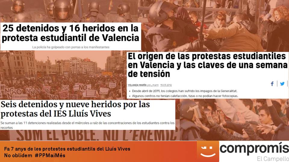 Set anys de les protestes del IES Lluis Vives en Valencia